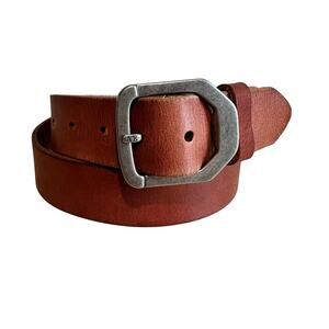 American Eagle Vintage Y2K Brown Leather Belt Silver Logo 32